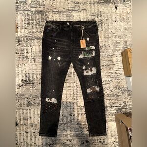 Staple Black Distressed Men's Skinny Jeans 40” 34” inseam